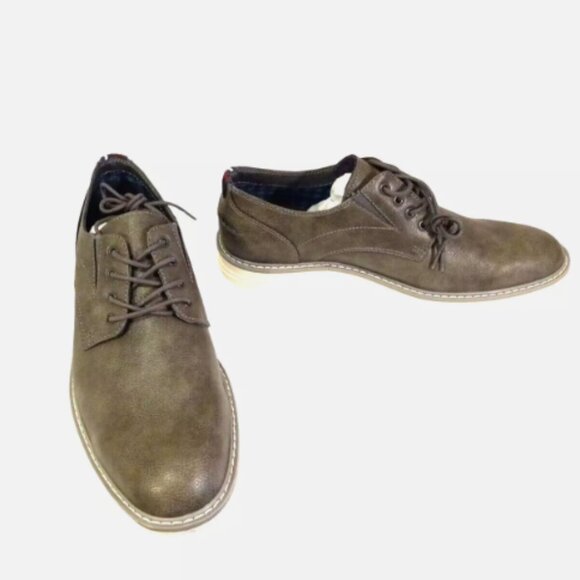 Ben Sherman Mens Oxford Dress Shoes 8M Gray Faux Leather Lace Up NIB